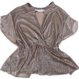 IRO Panoramic Metallic Wrap Top Blush Pink Size 40